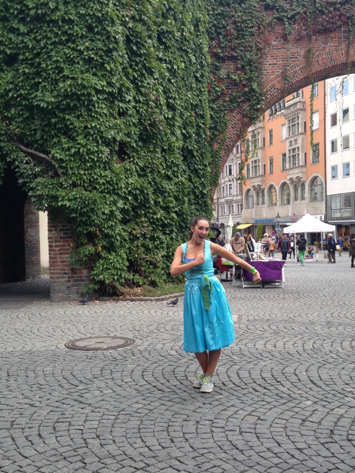 Me and my dirndl in downtown Munich